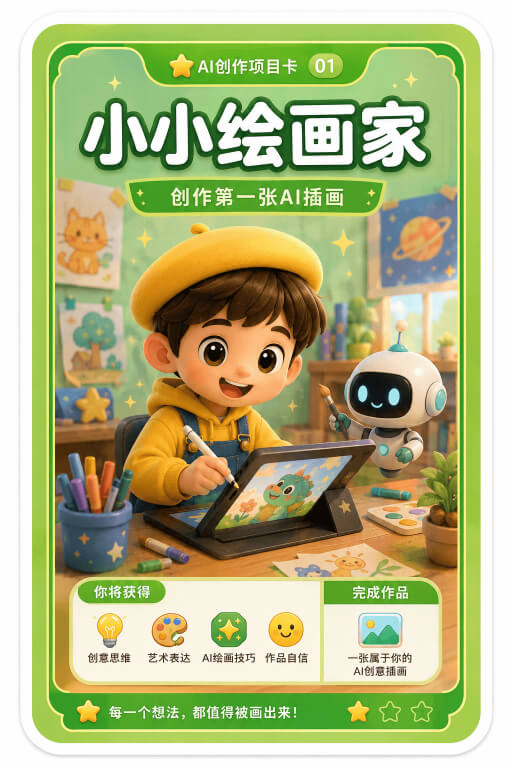 AI创作成就卡片：小小绘画家