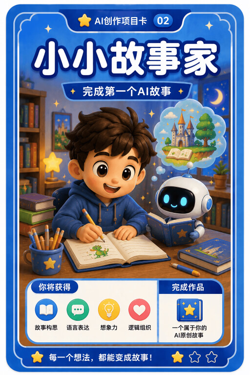 AI创作成就卡片：小小故事家
