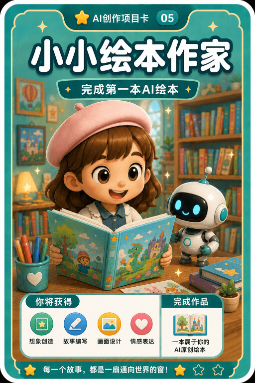 AI创作成就卡片：小小绘本作家