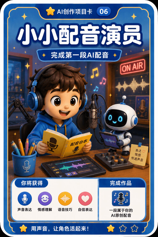 AI创作成就卡片：小小配音演员