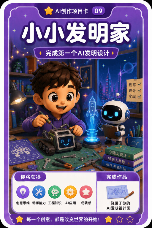 AI创作成就卡片：小小发明家