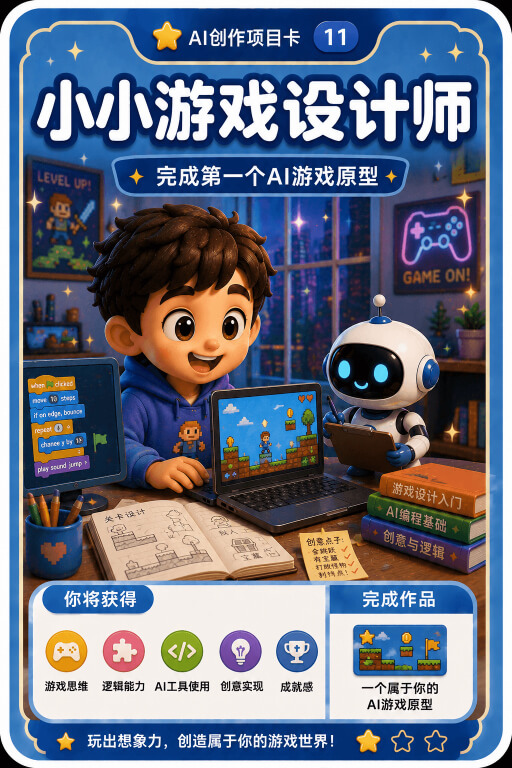 AI创作成就卡片：小小游戏设计师