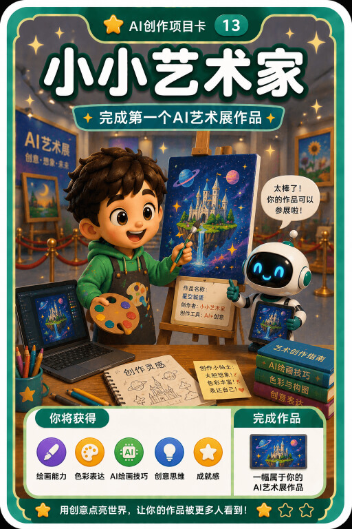 AI创作成就卡片：小小艺术家