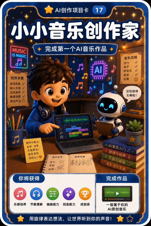 AI创作成就卡片：小小音乐创作家