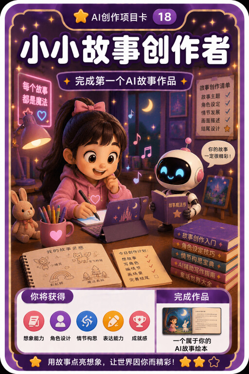 AI创作成就卡片：小小故事创作者