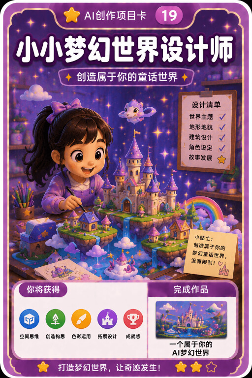 AI创作成就卡片：小小梦幻世界设计师