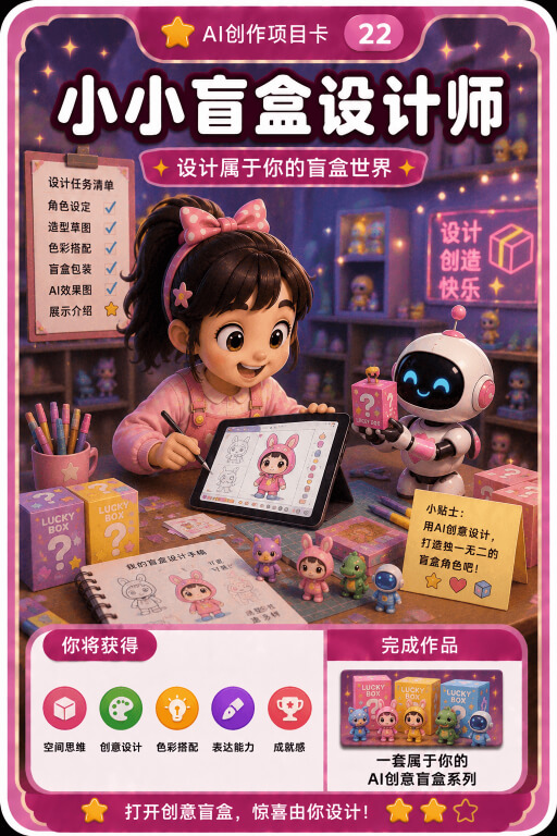 AI创作成就卡片：小小盲盒设计师