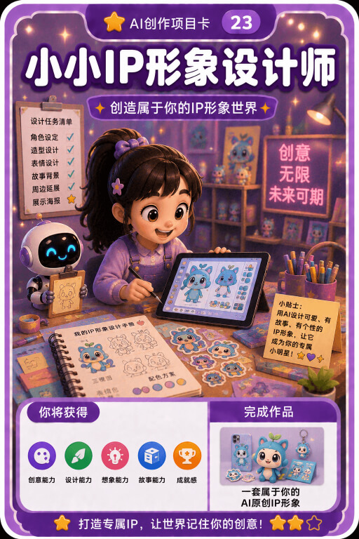 AI创作成就卡片：小小IP形象设计师